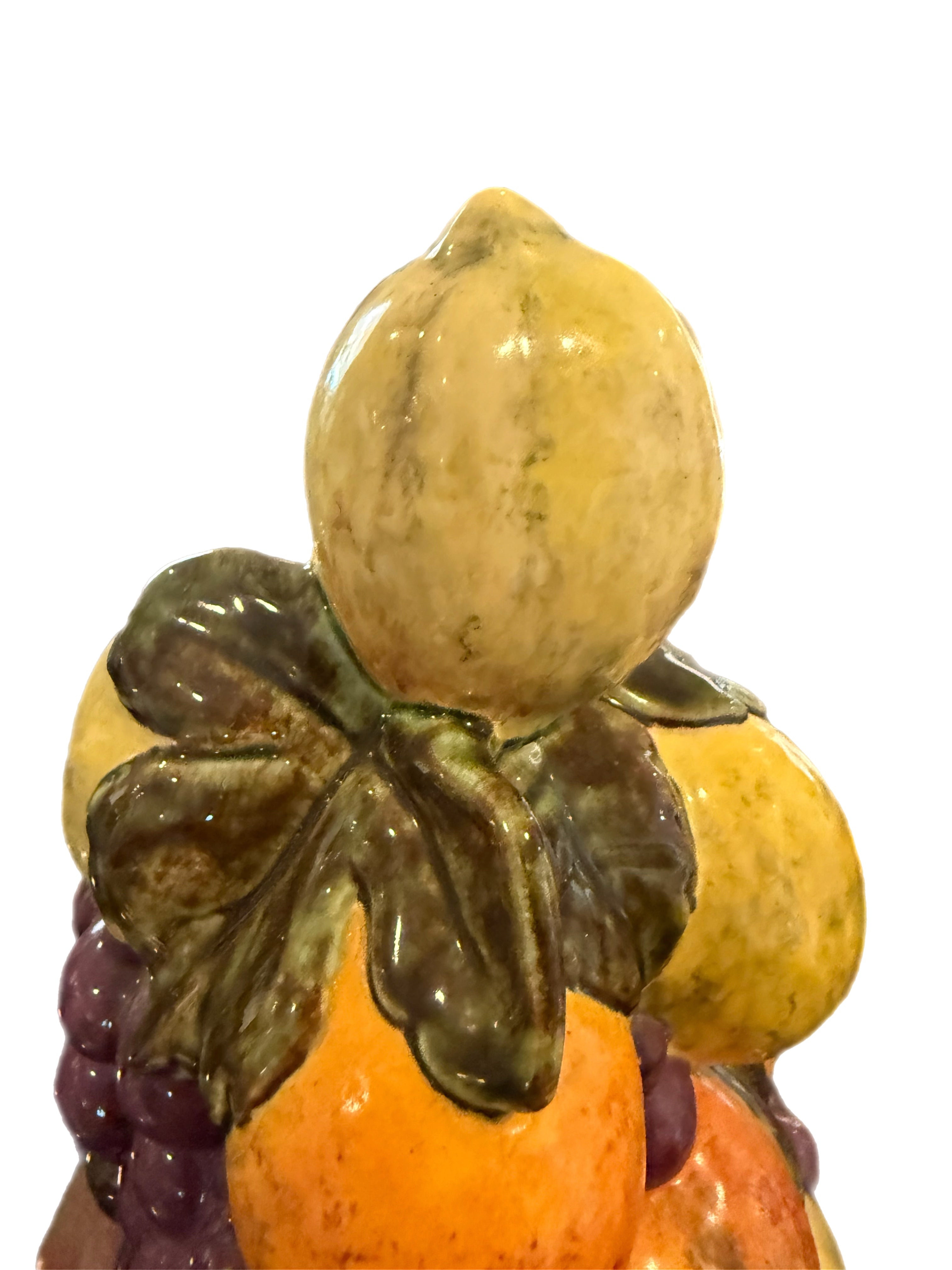Tall Vintage Ceramic Fruit Topiary Centerpiece with Pedestal Base