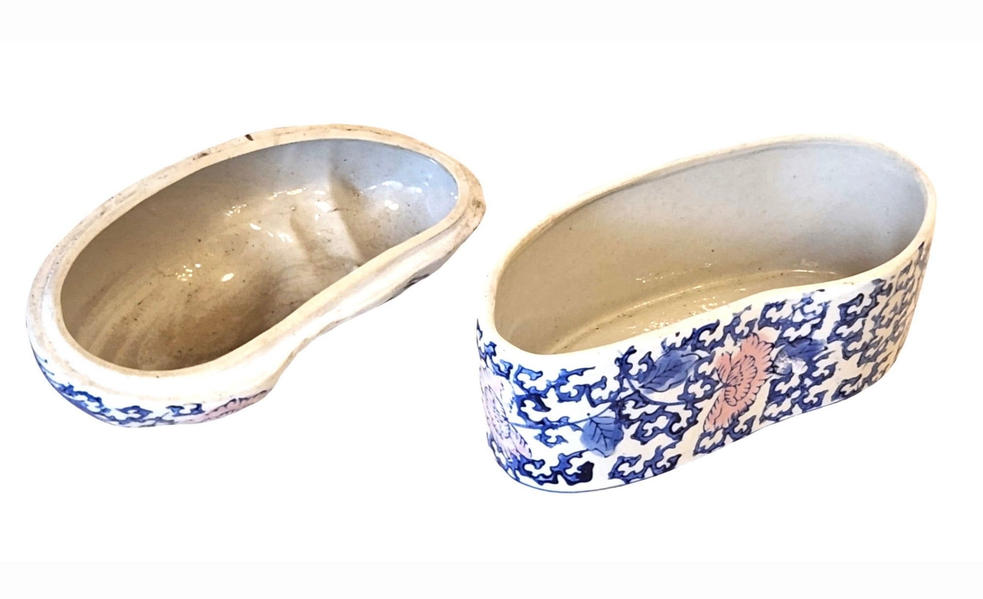 Vintage Chinese Porcelain Cat-Shaped Box With Scrolling Floral Design