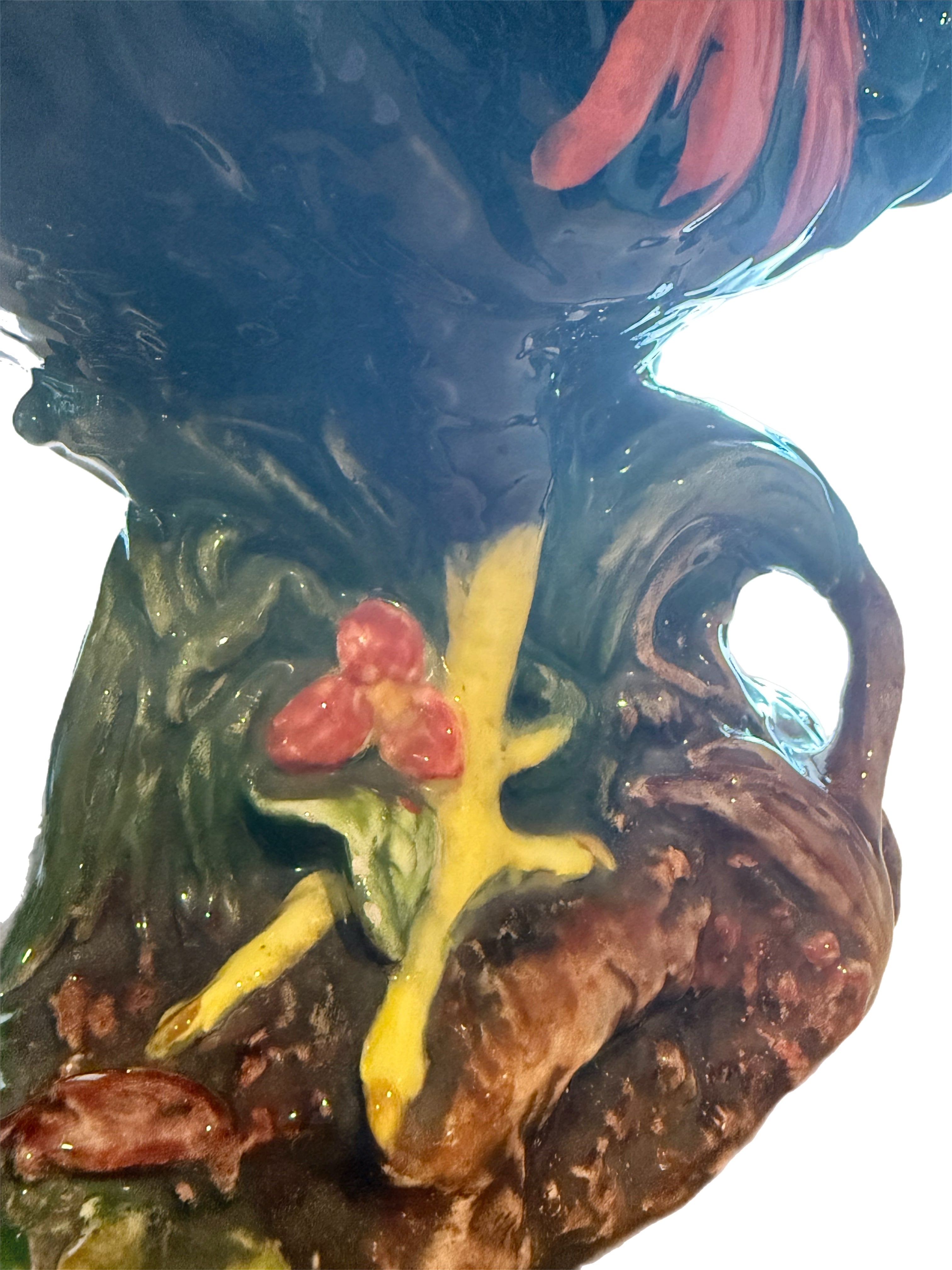 Richly-Glazed Hand-Painted Ceramic Rooster, Signed