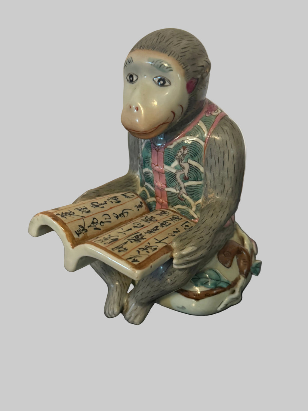 Chinese Porcelain Famille Rose Seated Monkey 7”