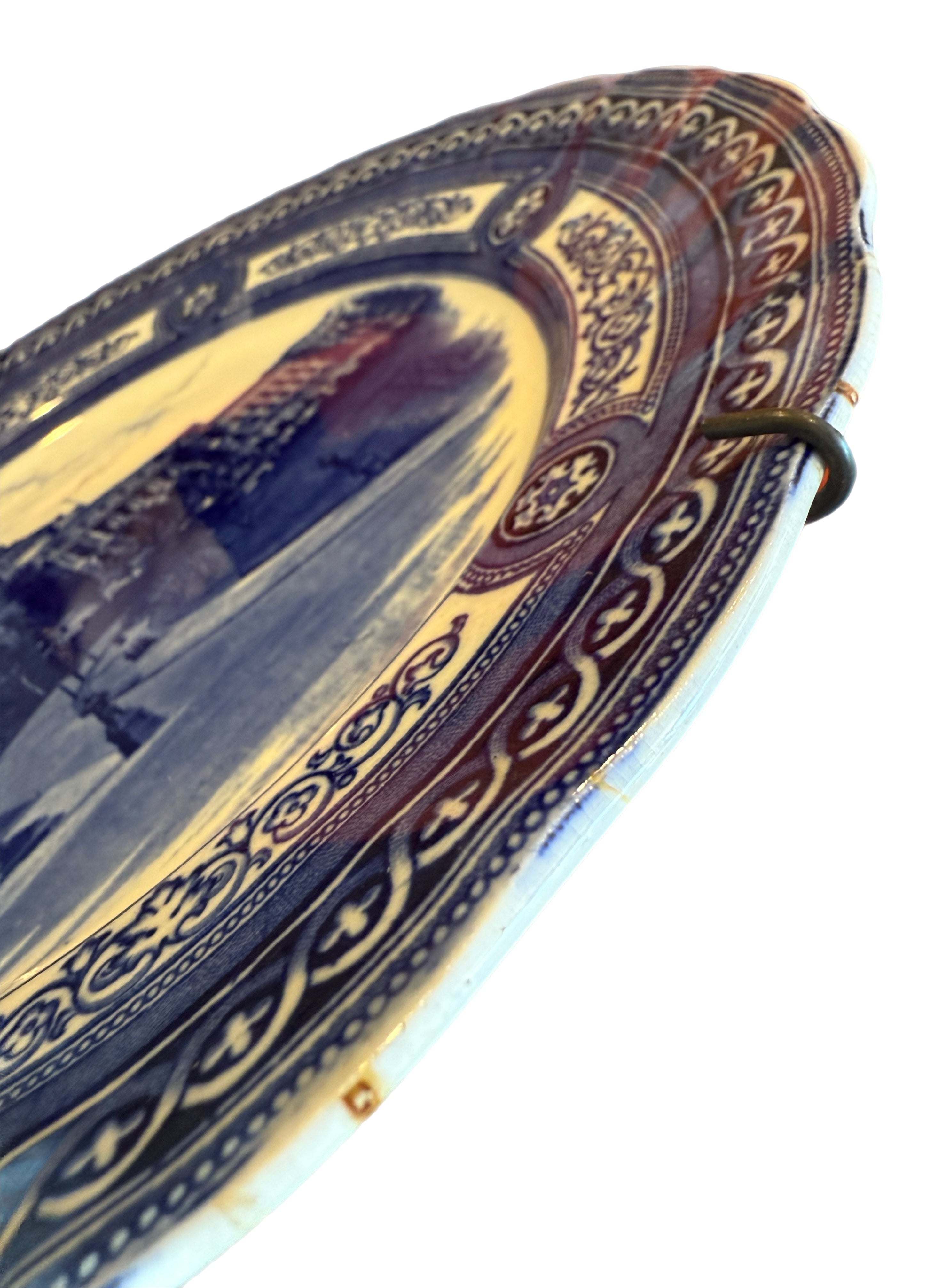 Vintage Royal Doulton Flow Blue Library of Congress Architectural Transferware Plate
