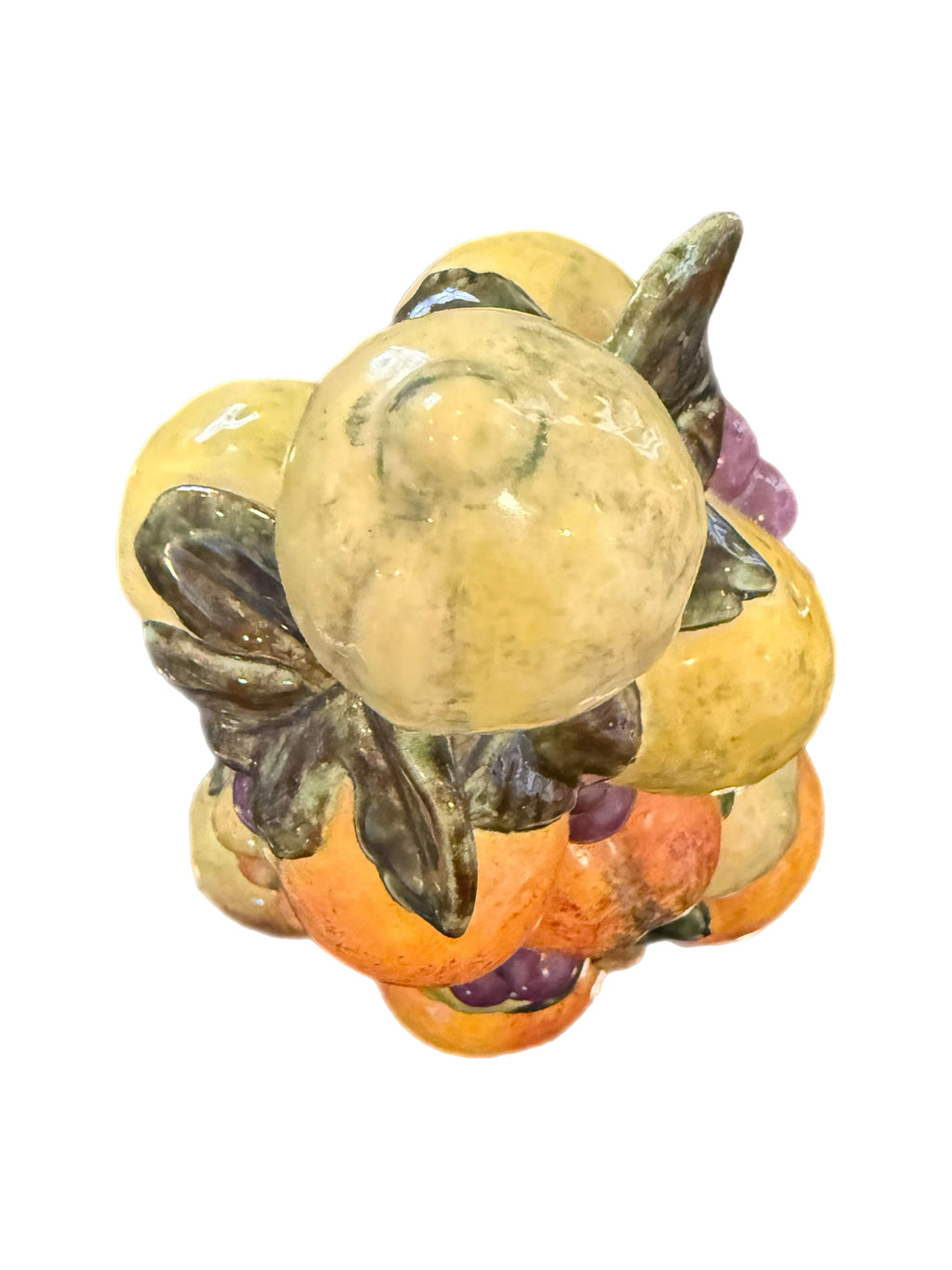 Tall Vintage Ceramic Fruit Topiary Centerpiece with Pedestal Base