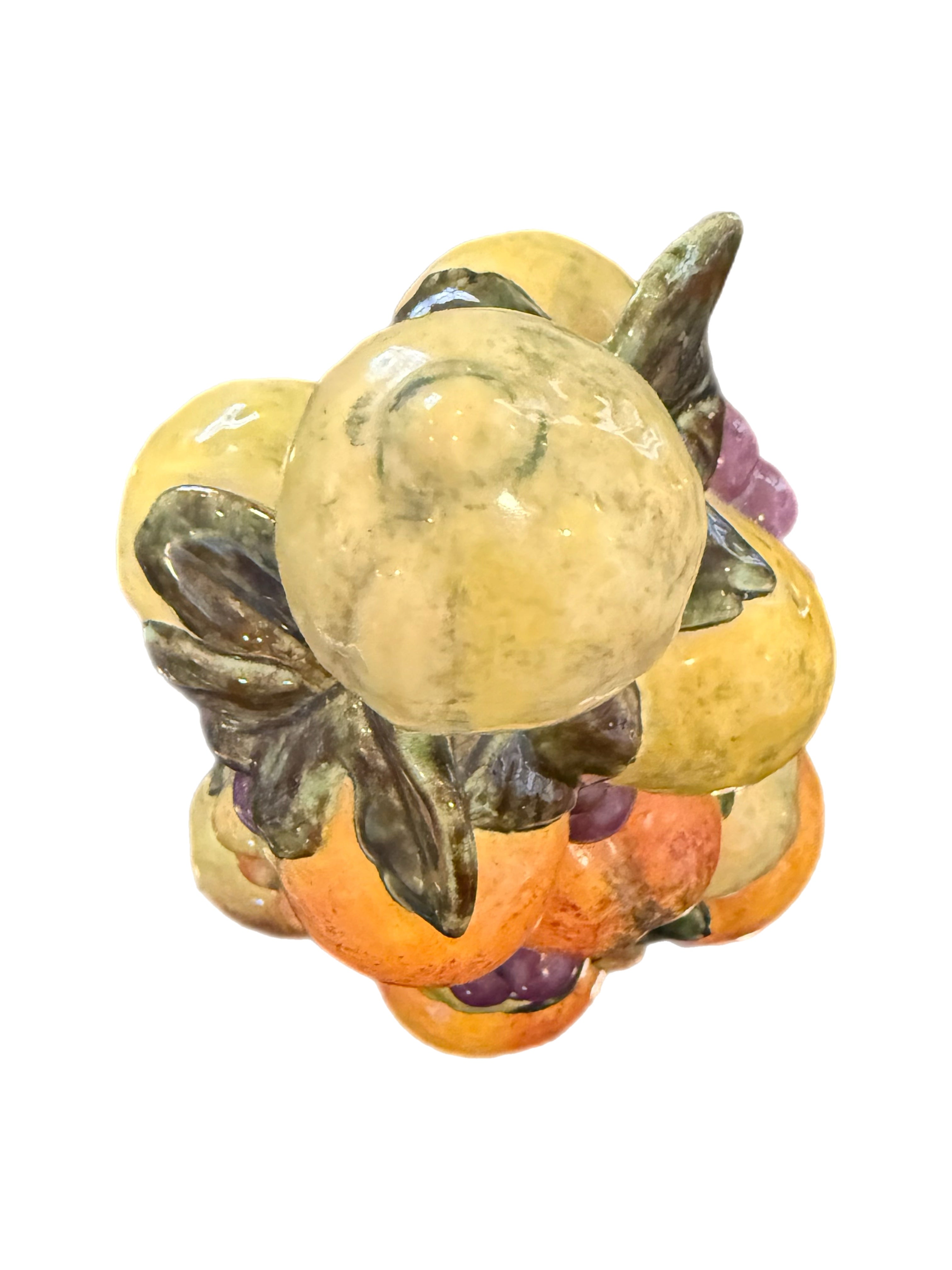Tall Vintage Ceramic Fruit Topiary Centerpiece with Pedestal Base