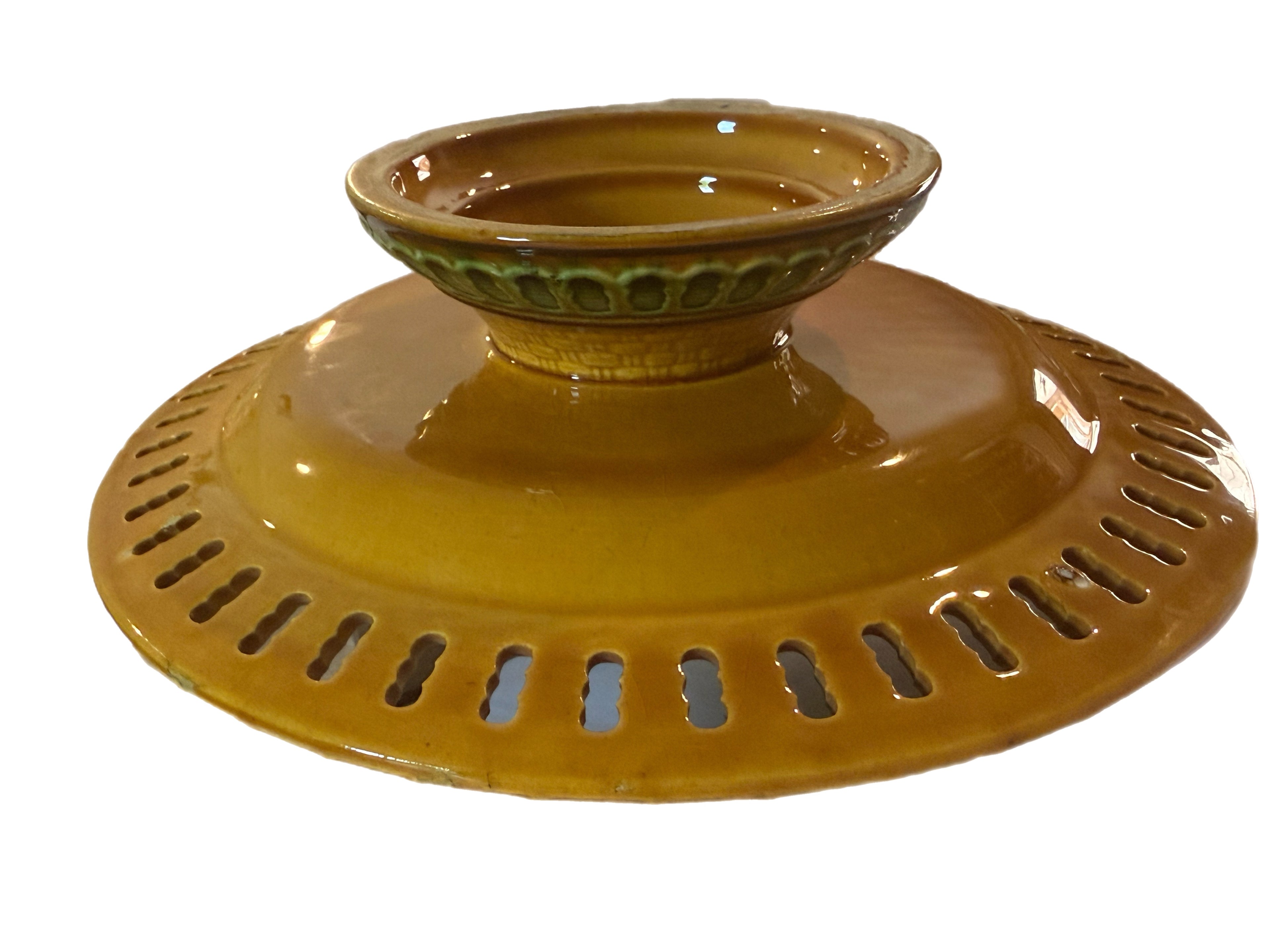 Antique 19th Century English Majolica Basketweave Dessert Service by Wittman & Roth, London (13 pcs)