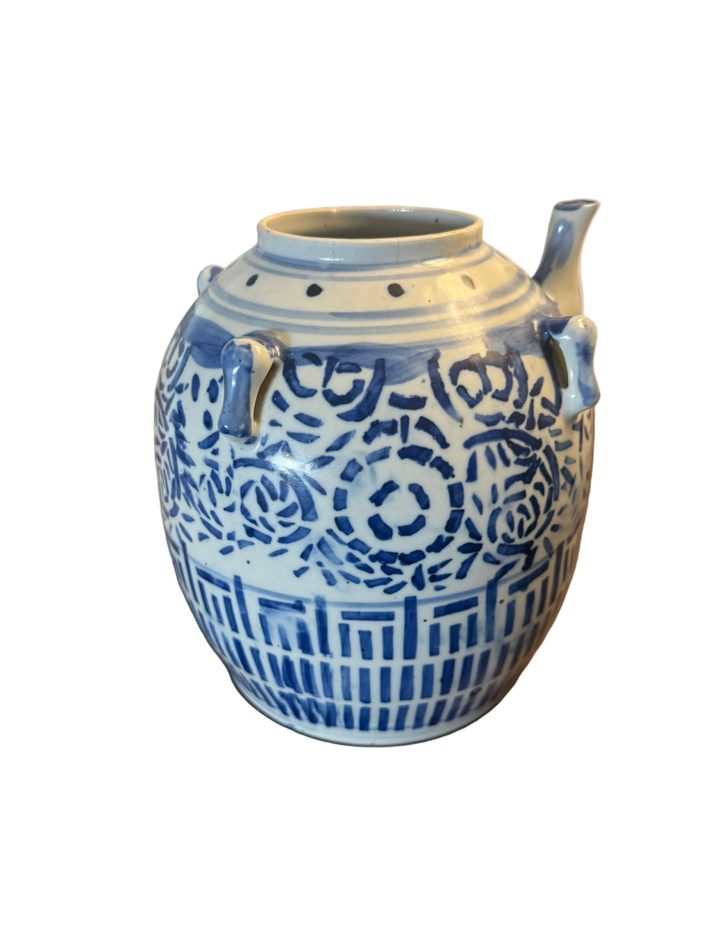 Antique Qing Dynasty Chinese Blue and White Porcelain Wedding / Water Jug