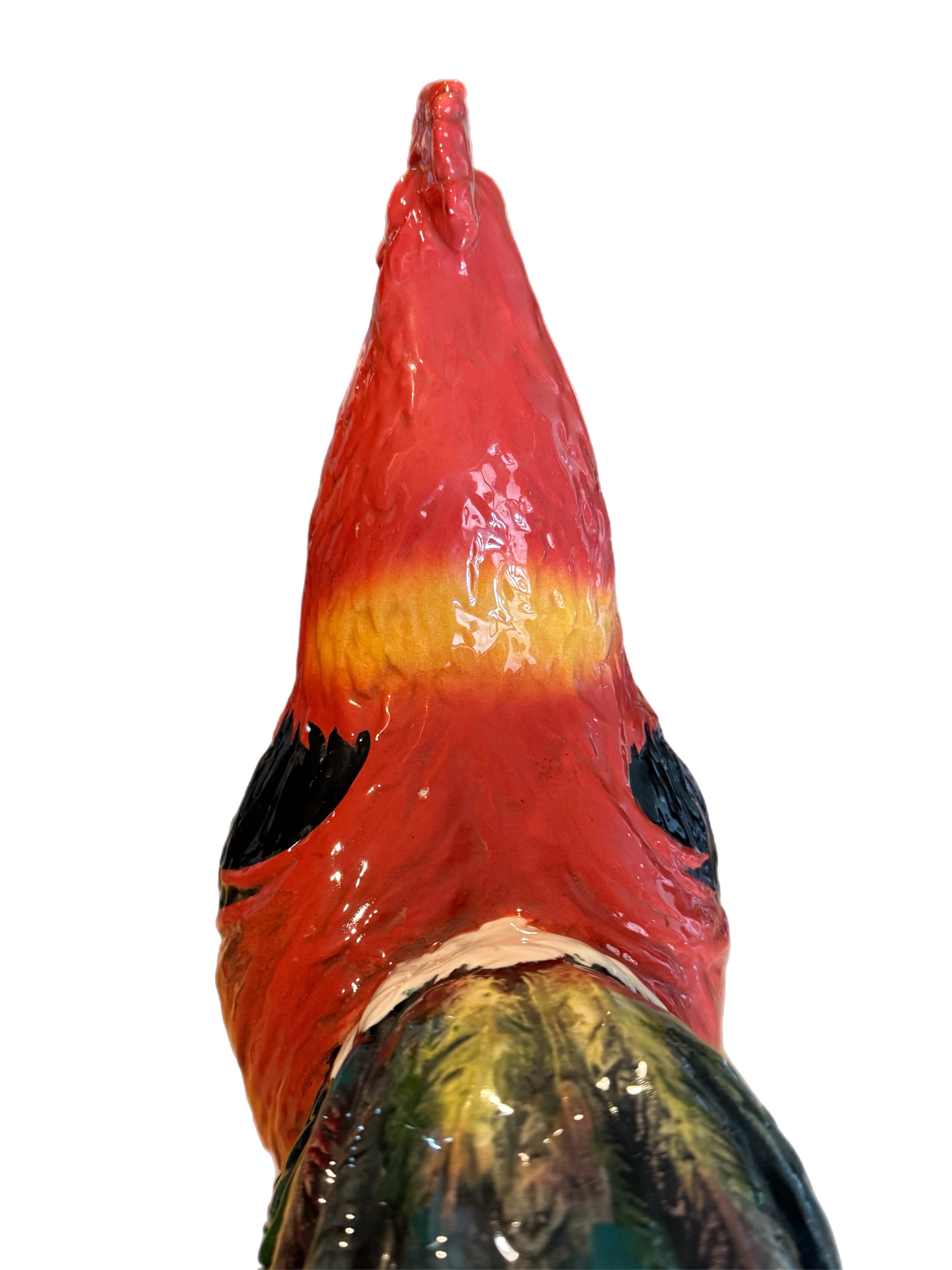 Richly-Glazed Hand-Painted Ceramic Rooster, Signed