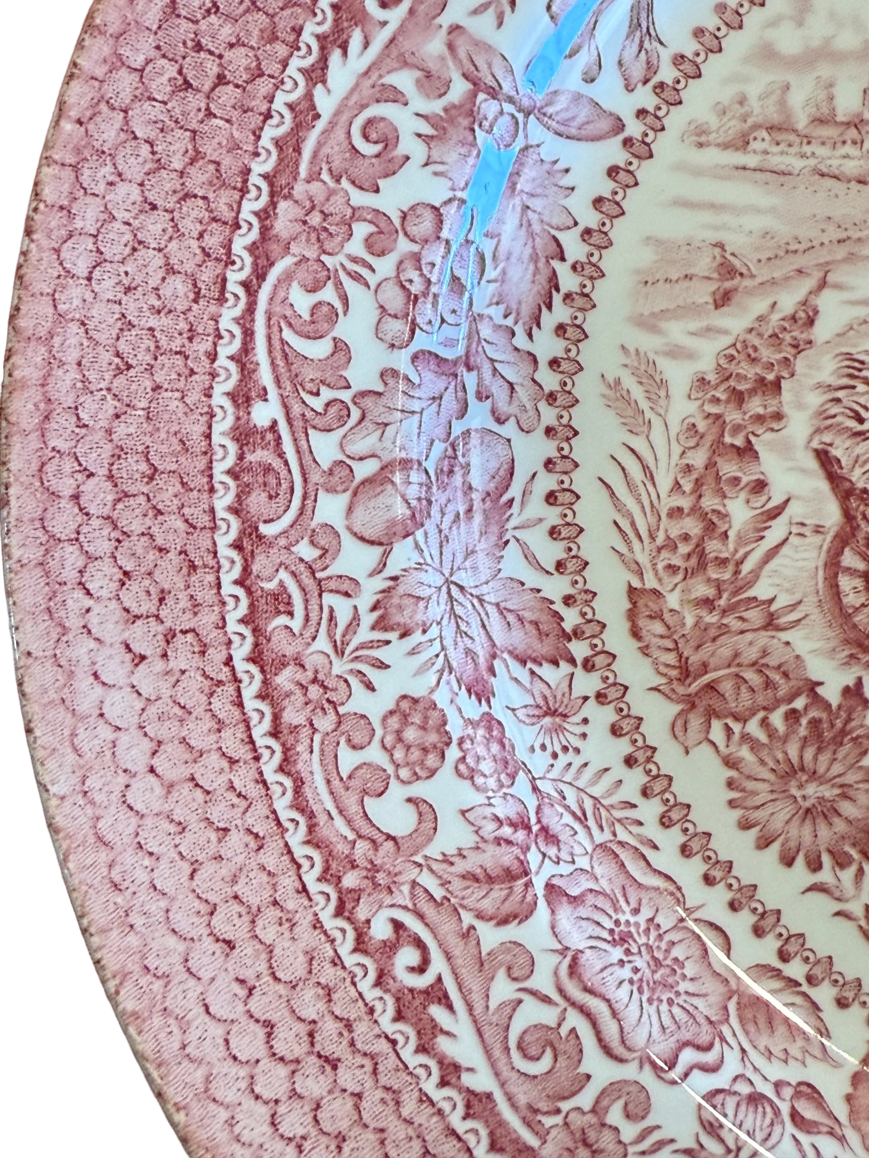 1970s Johnson Bros. “Four Seasons – Summer (On the Home Farm)” Red Transferware Plate
