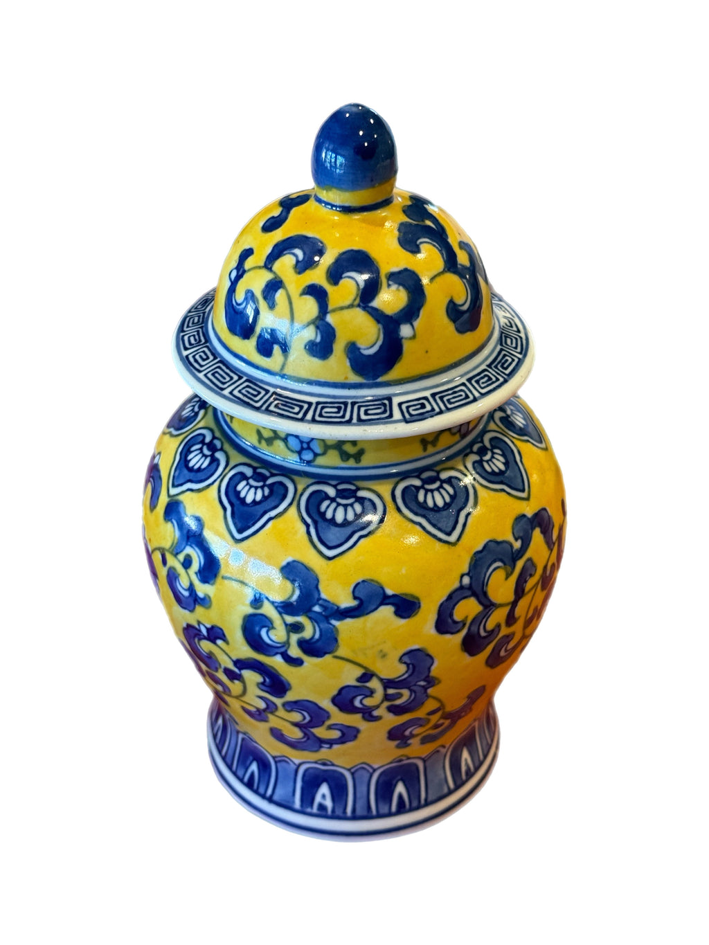 Yellow & Blue Chinoiserie Lidded Ginger Jar