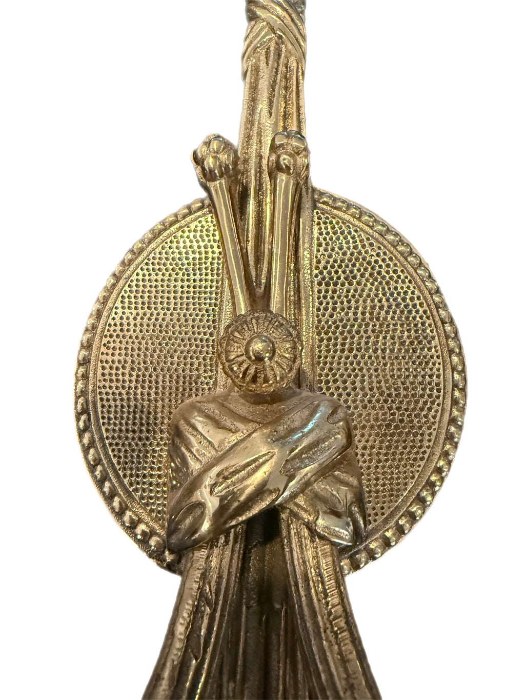 Mid 20th Century Grand Pair of Hollywood Regency Brass Tassel Wall Sconces