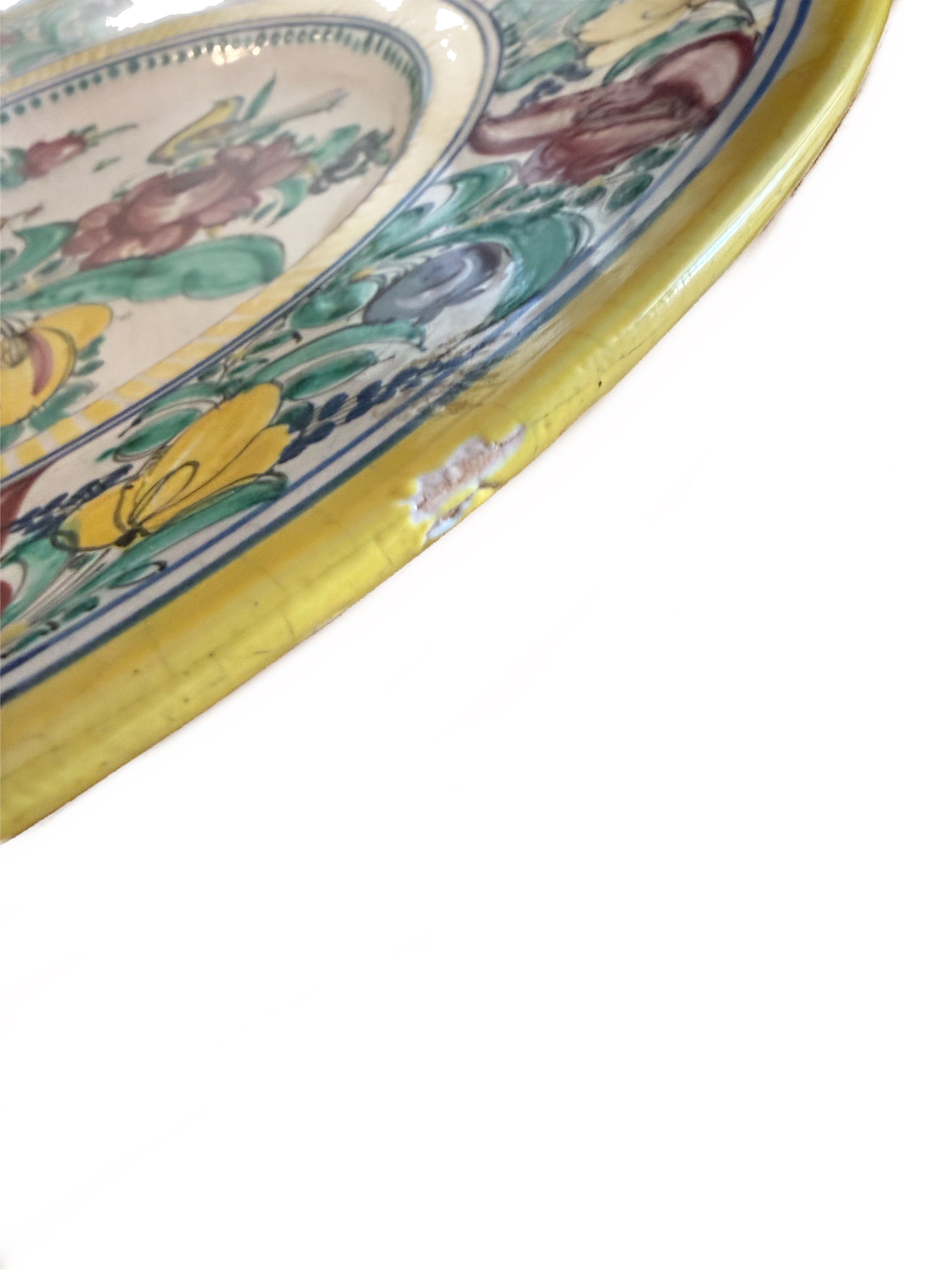 Mid 20th Century Large Italian Maiolica Charger – 16” Hand-Painted Deruta Style