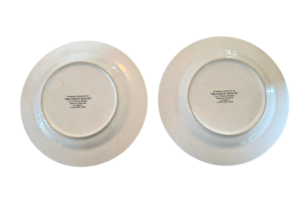 Warren Kimble Americana Folk Art Farmhouse Decorative Plate Pair