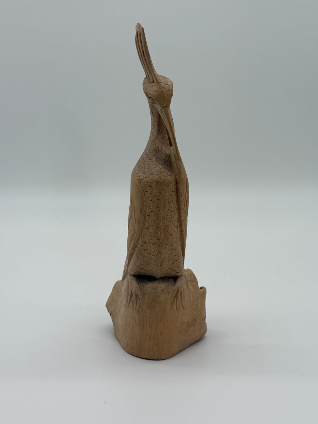 Late 20th Century Signed Montserrat Hand-Carved Wooden Crane Sculpture, 8.5”