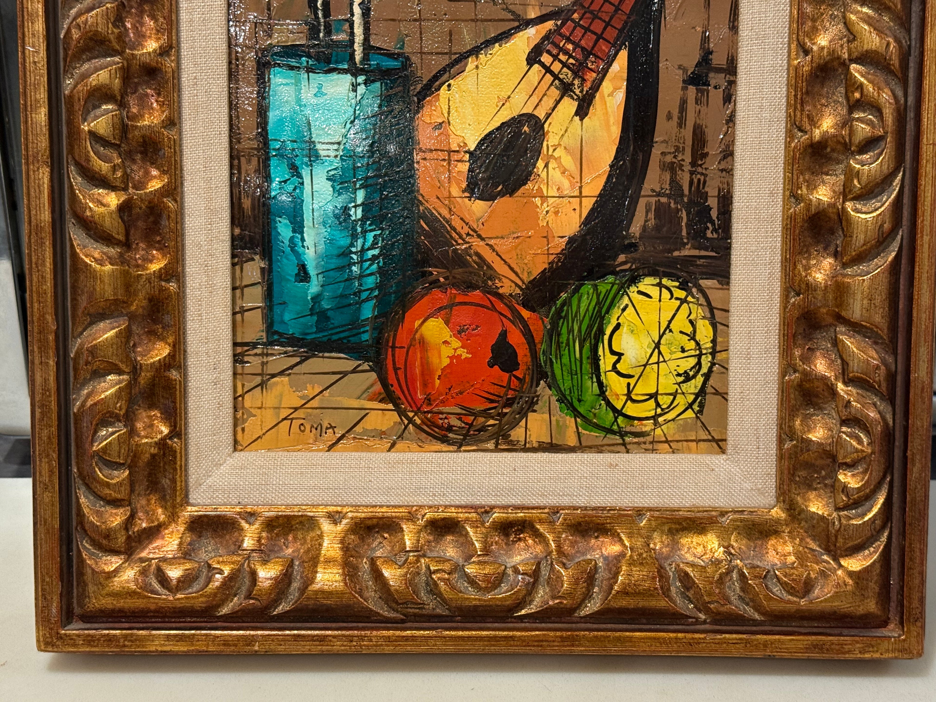 Mid 20th Century Beautiful Modernist Still Life Oil Painting, Signed ‘Toma’
