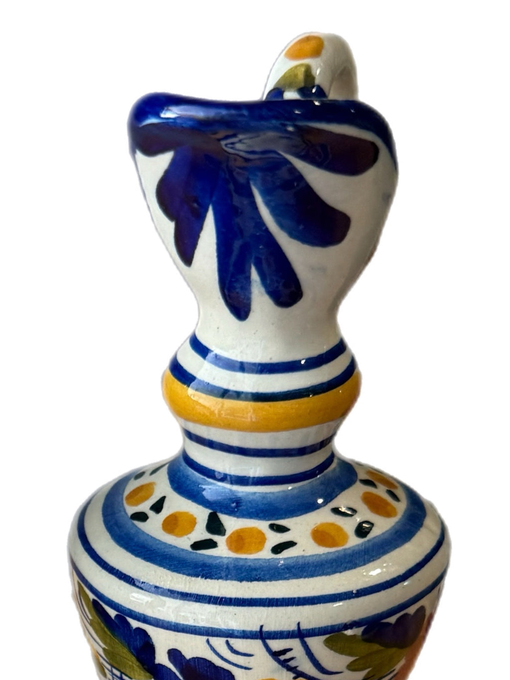 Late 20th Century Spanish Ceramic Ewers Hand-Painted Signed De La Cal Puente - a Pair