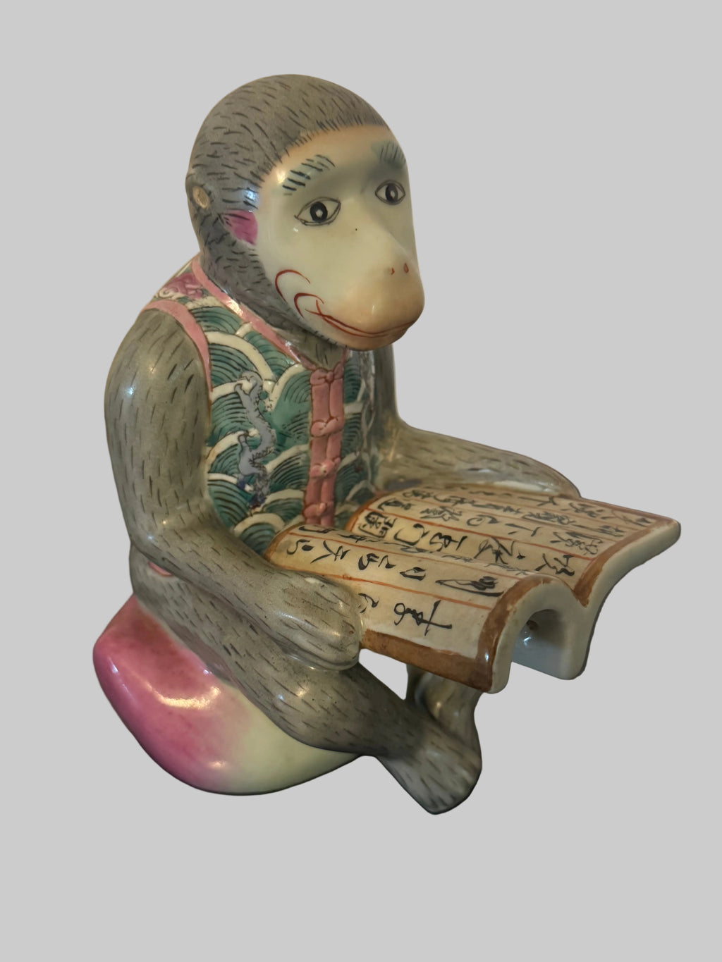 Chinese Porcelain Famille Rose Seated Monkey 7”