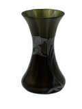Early 20th Century Art Nouveau Green Glass Vase With Silver Floral Overlay