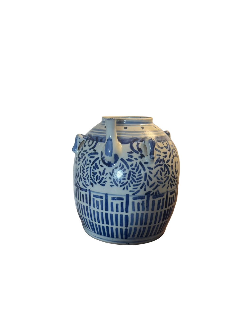 Antique Qing Dynasty Chinese Blue and White Porcelain Wedding / Water Jug
