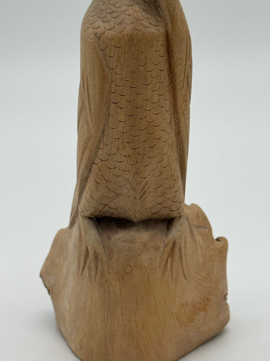 Late 20th Century Signed Montserrat Hand-Carved Wooden Crane Sculpture, 8.5”