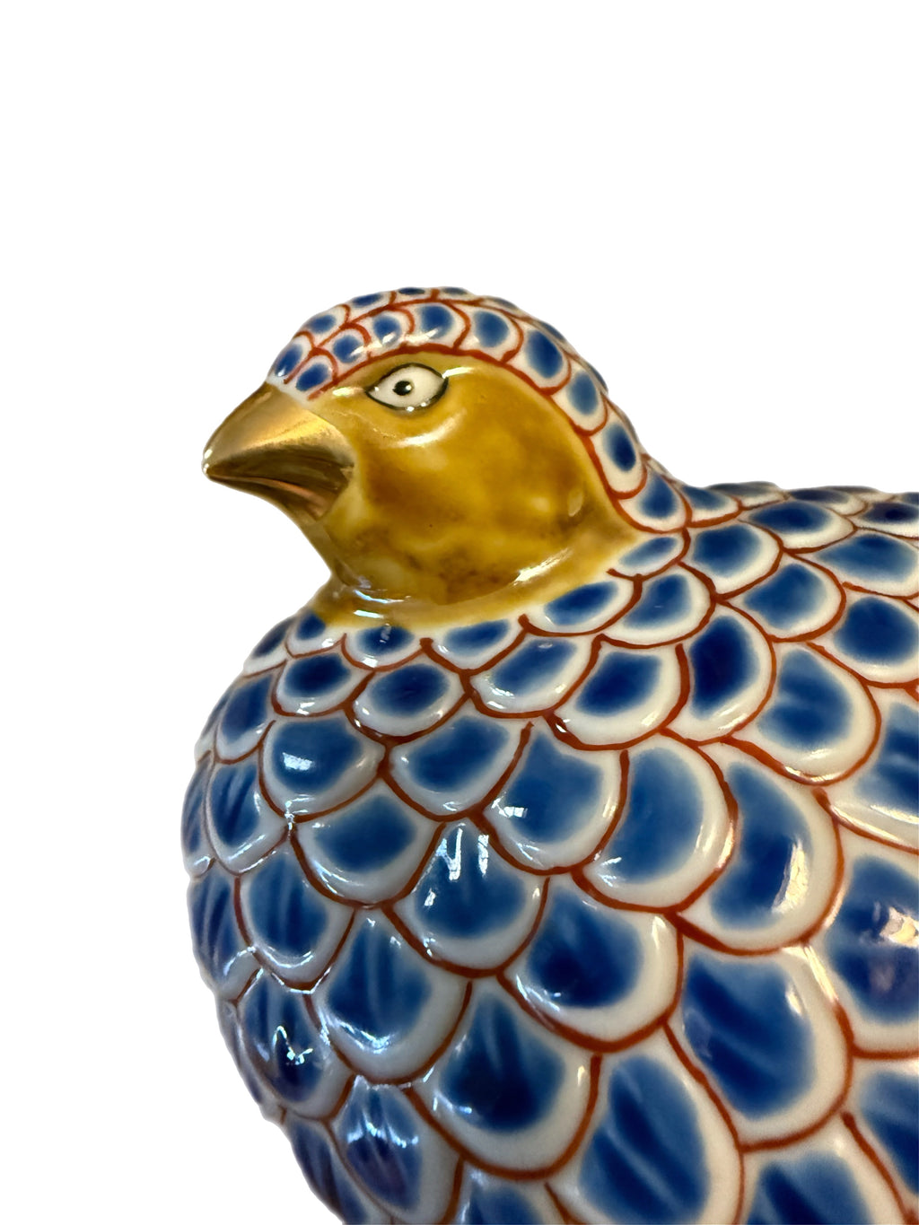 Vintage Japanese Imari Style Porcelain Quail Figurine