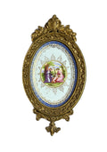 1960s Large Ornately Carved Gilt Framed 22kt Gold Classical Porcelain Plaque, Atlas International