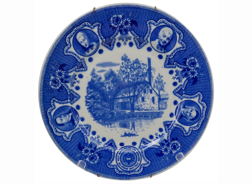 Vintage Lamberton Scammell Moravian Blue Transferware Historical Commemorative Plates