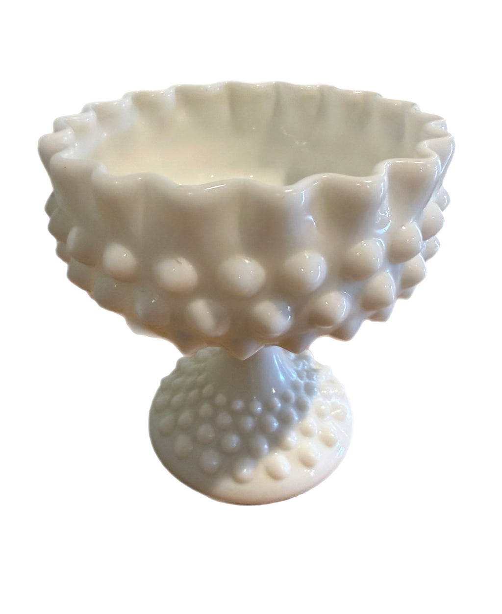 Vintage Fenton Hobnail Milk Glass Compote