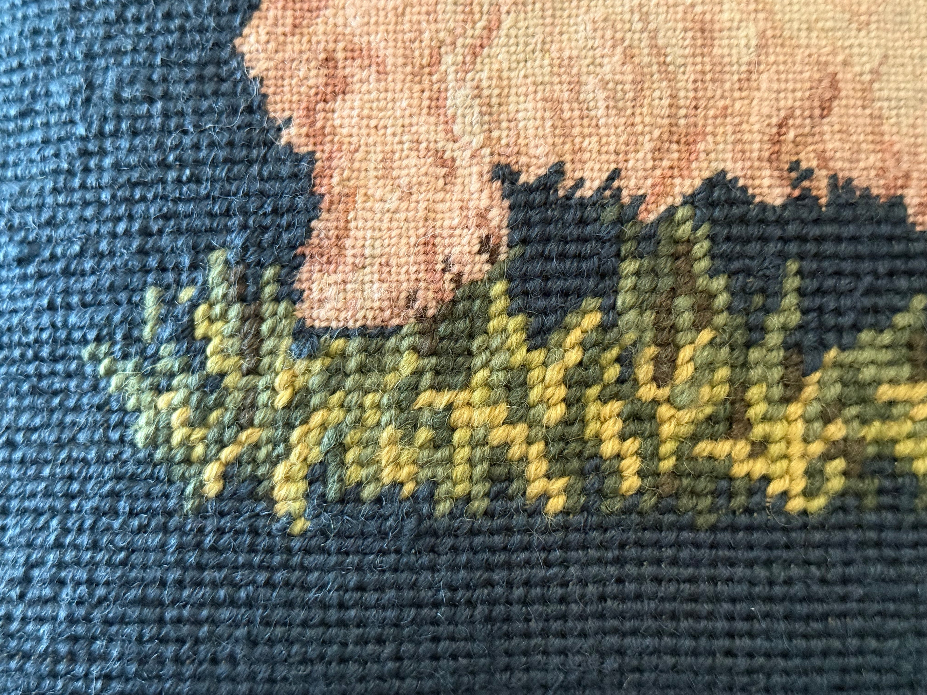 Vintage Needlepoint Westie Terrier Decorative Accent Pillow With Down Insert