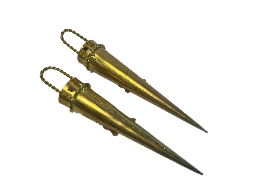 Late 20th Century Pair of Hollywood Regency Style Indian Brass Posey Wall Vases With Tassel Detail