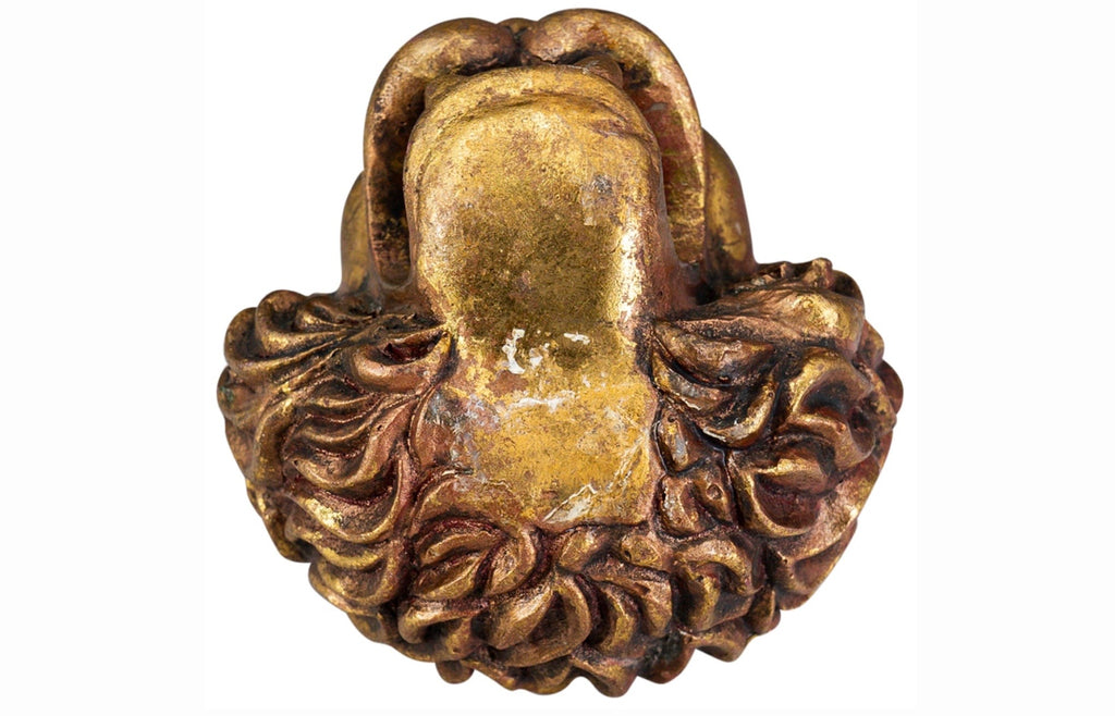 Pair of Vintage Gilt Lion Head Sculptures, Italian Neoclassical Style