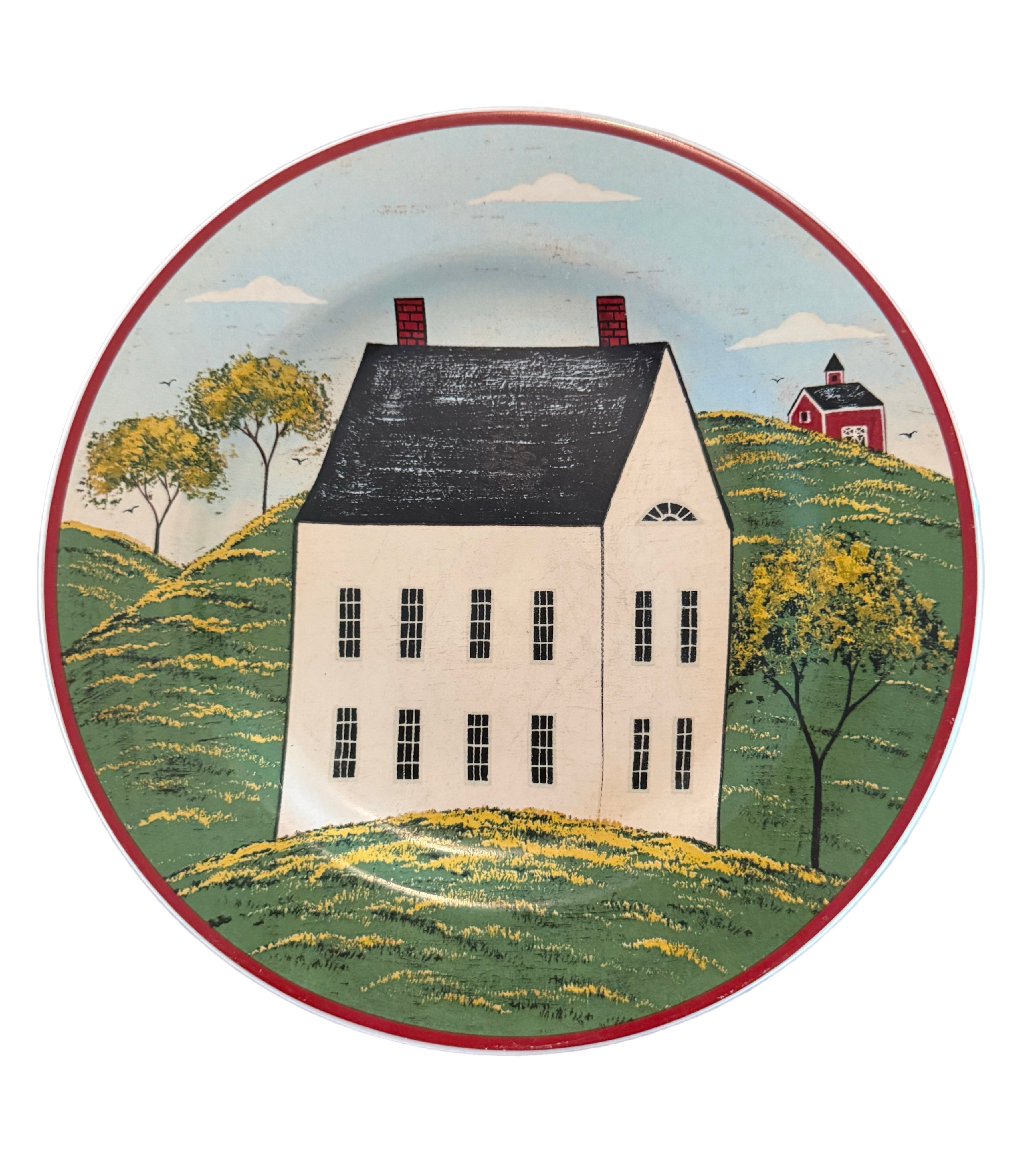 Warren Kimble Americana Folk Art Farmhouse Decorative Plate Pair