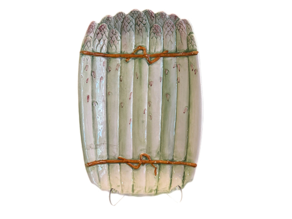 Vintage Hand-Painted Italian Majolica Asparagus Platter