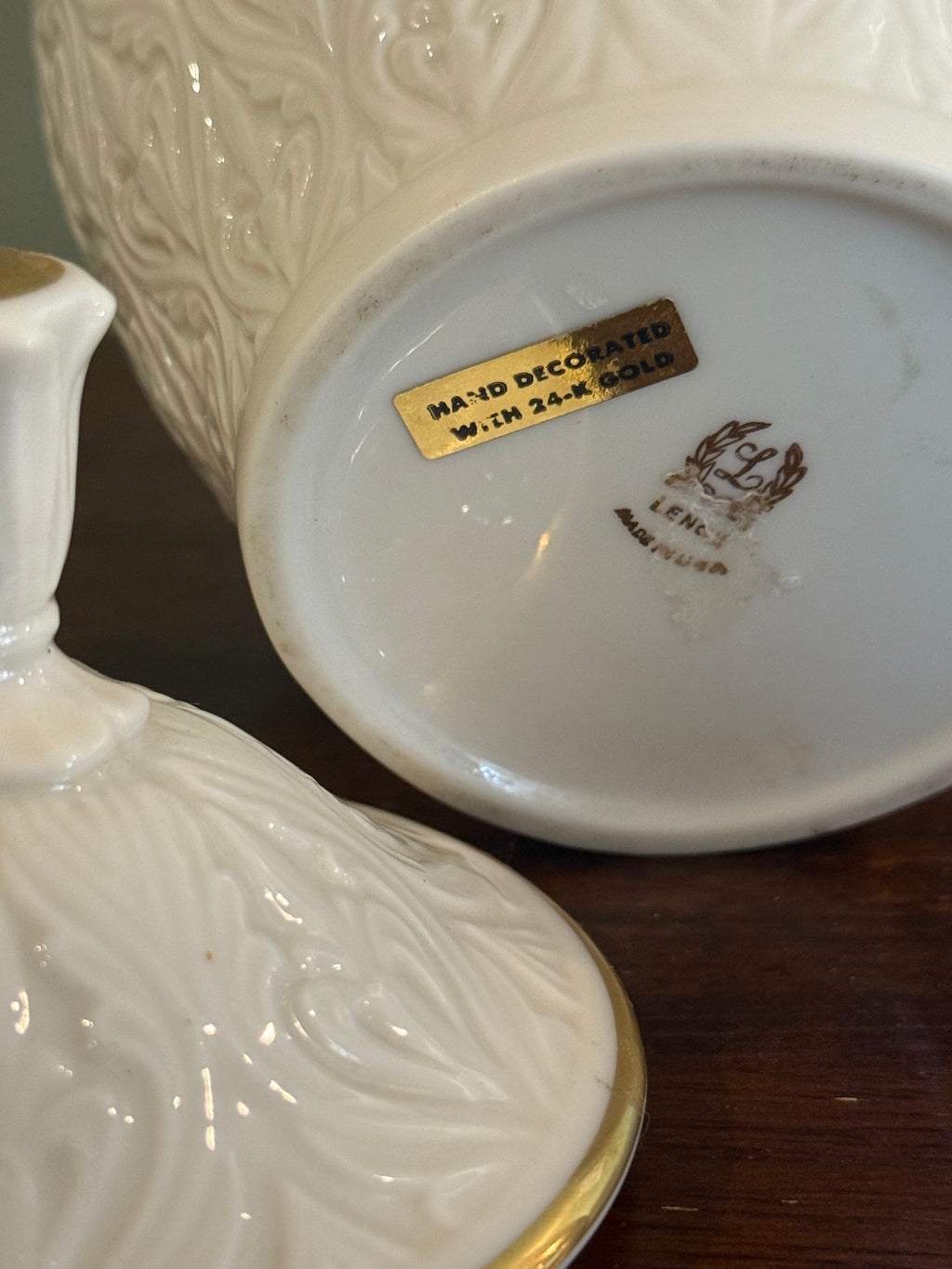 Lovely ca. 1979 Lenox Vintage Kismet 9” Embossed Ginger Jar with 24k Gold