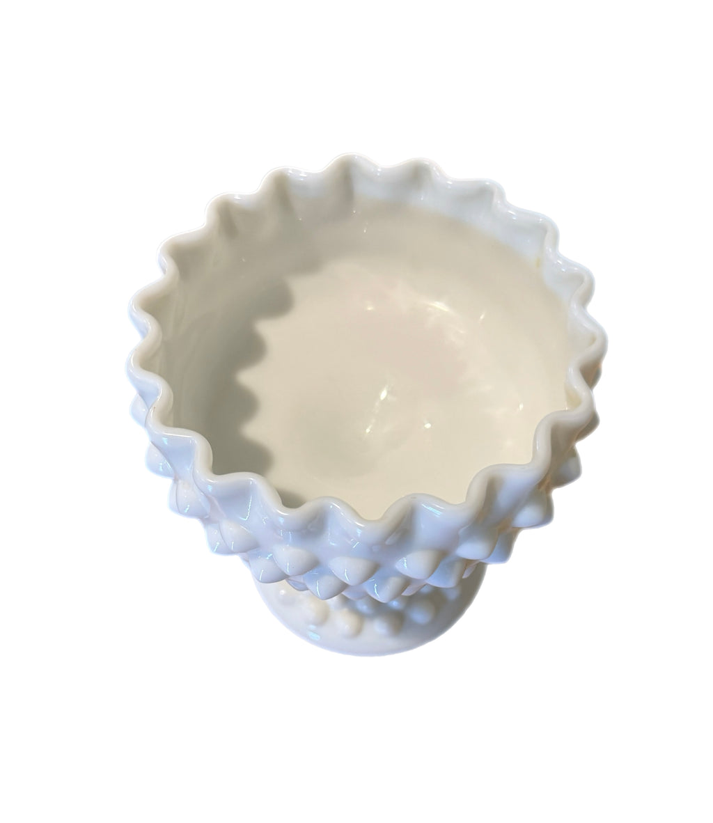 Vintage Fenton Hobnail Milk Glass Compote