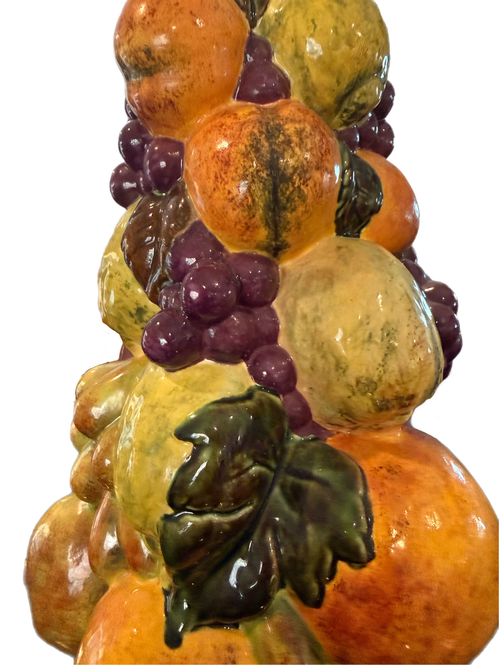 Tall Vintage Ceramic Fruit Topiary Centerpiece with Pedestal Base