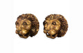 Pair of Vintage Gilt Lion Head Sculptures, Italian Neoclassical Style
