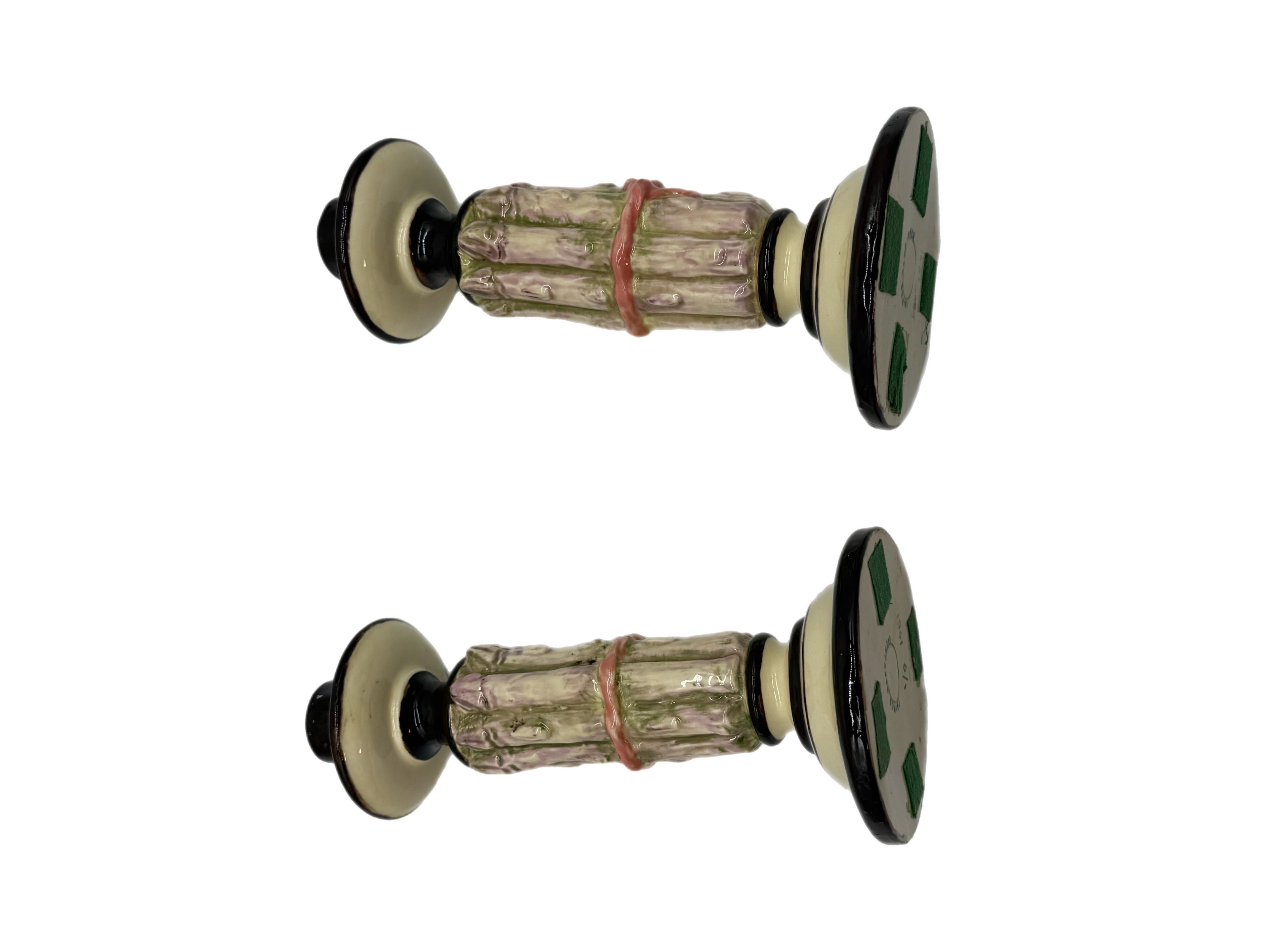 Pair of Limited Edition (1/9) Asparagus Form Studio Ceramic Candlesticks by Prince Alexander, 1981