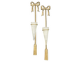 Late 20th Century Pair of Decorative Brass Wall Sconces With Bow Motif and Frosted Glass Vases