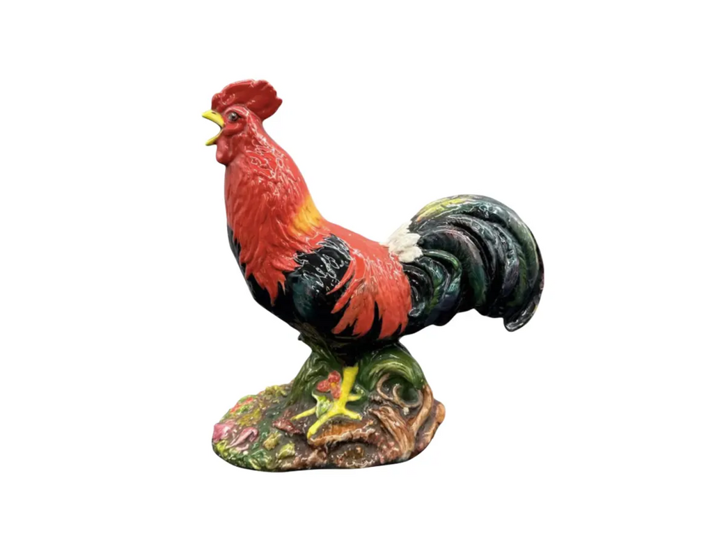 Richly-Glazed Hand-Painted Ceramic Rooster, Signed
