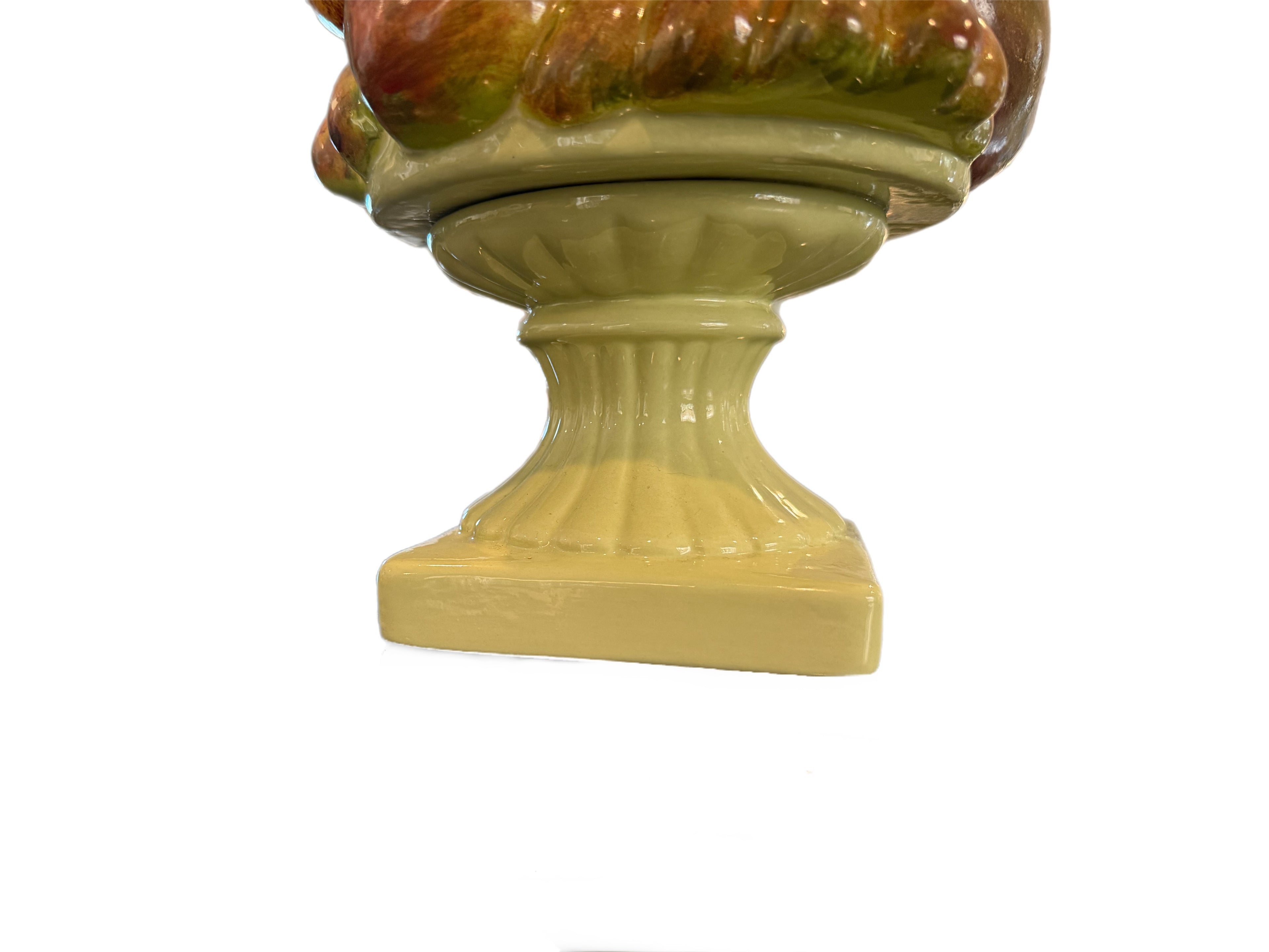 Tall Vintage Ceramic Fruit Topiary Centerpiece with Pedestal Base