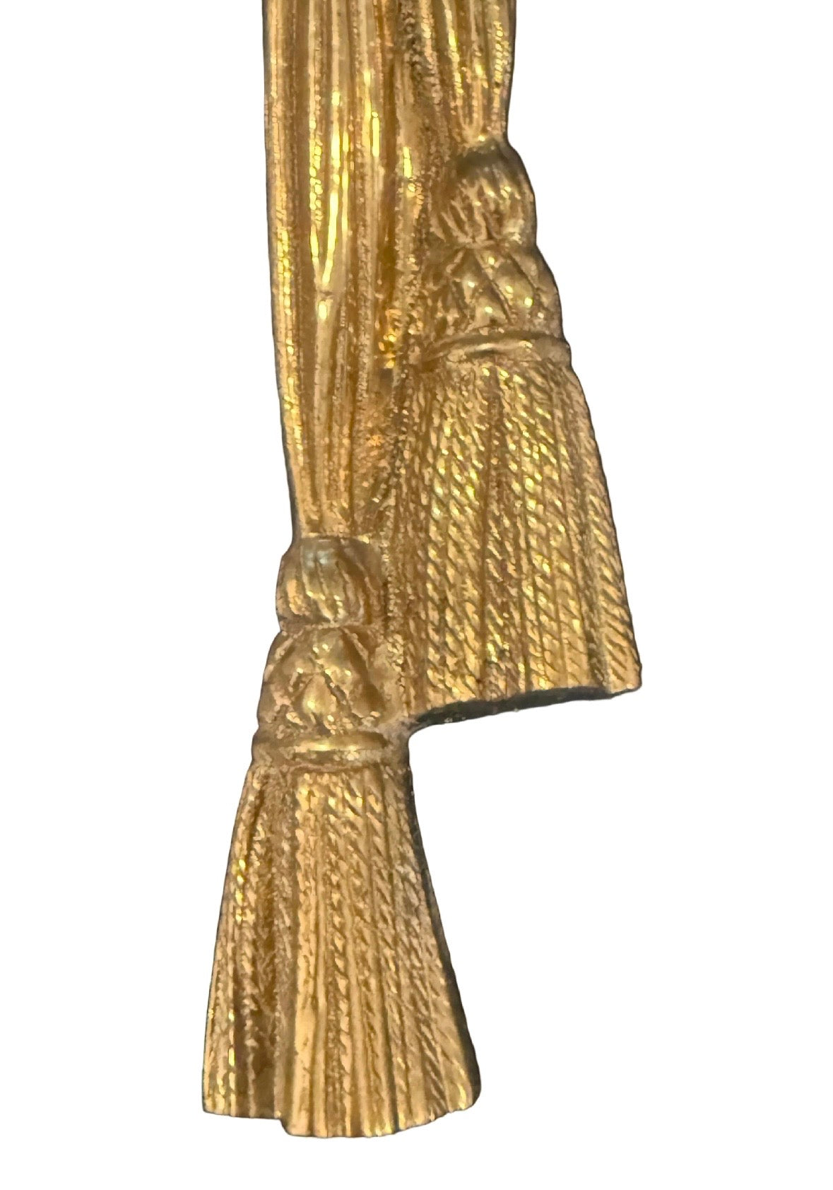 Mid 20th Century Grand Pair of Hollywood Regency Brass Tassel Wall Sconces
