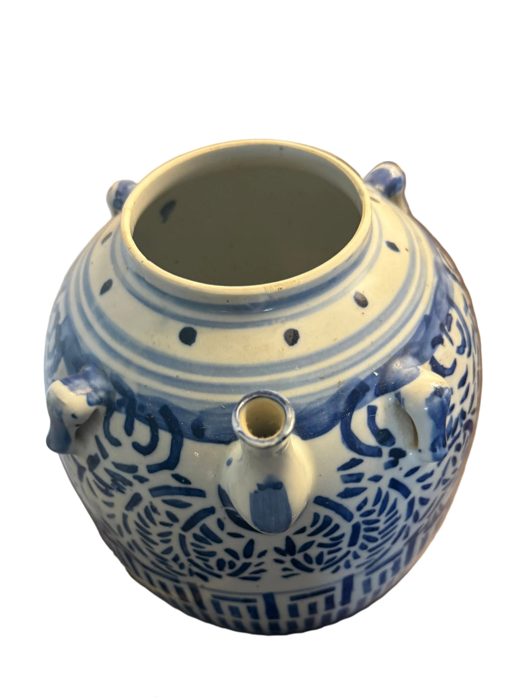 Antique Qing Dynasty Chinese Blue and White Porcelain Wedding / Water Jug