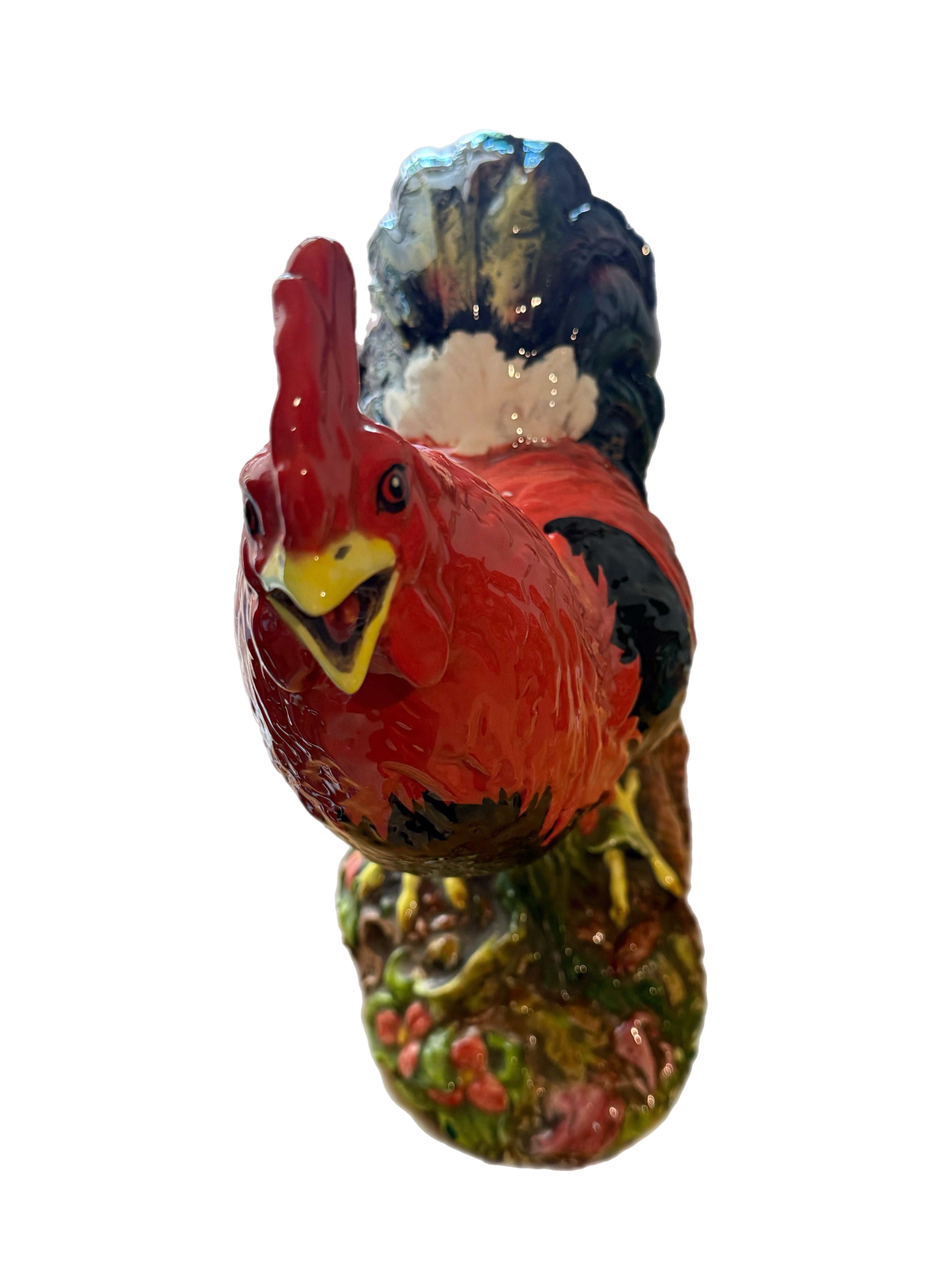 Richly-Glazed Hand-Painted Ceramic Rooster, Signed