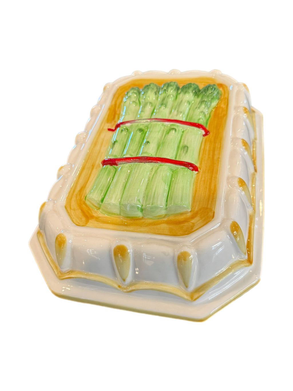 Vintage Majolica Style Asparagus Jello Mold Plaque