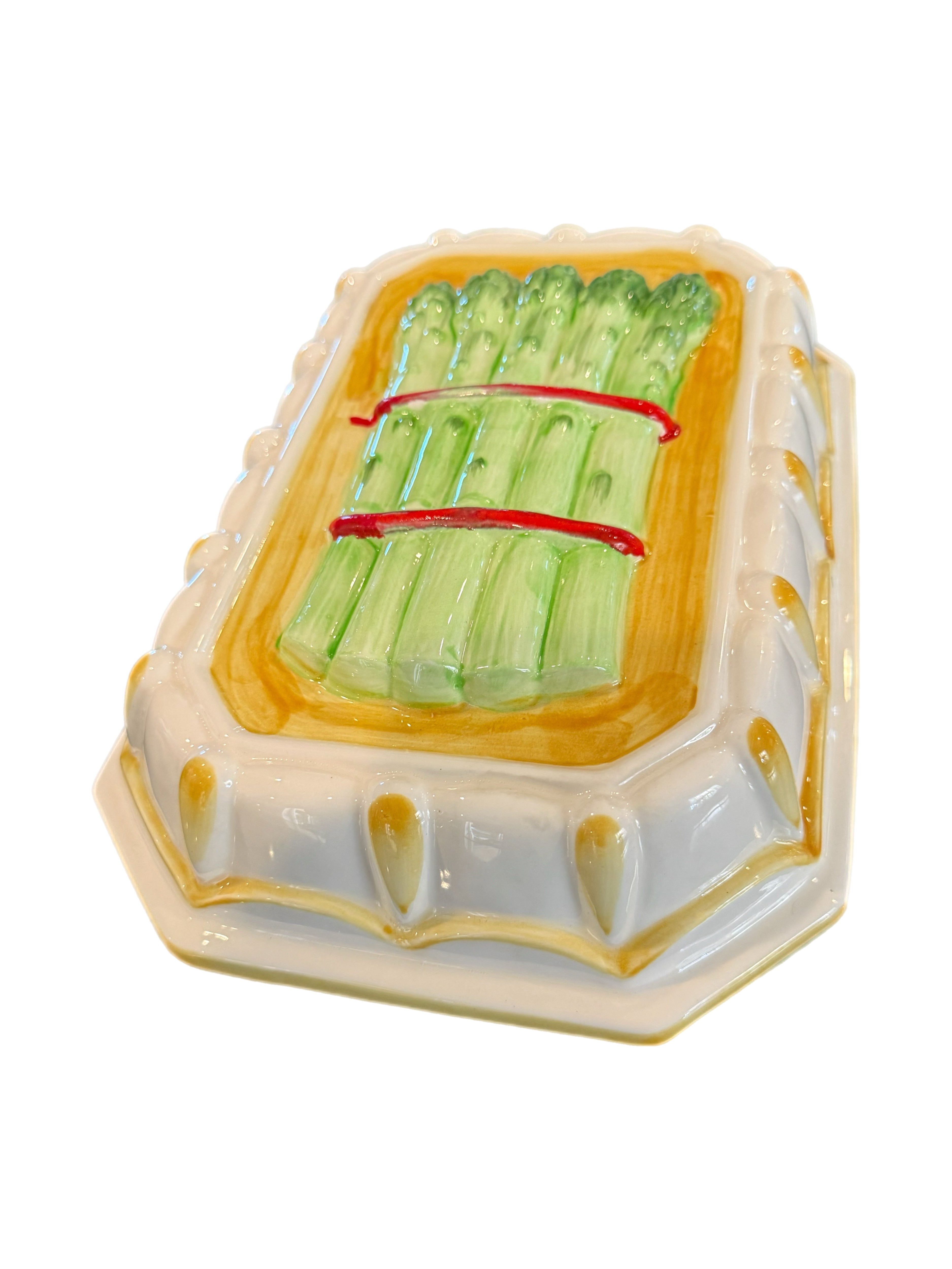 Vintage Majolica Style Asparagus Jello Mold Plaque