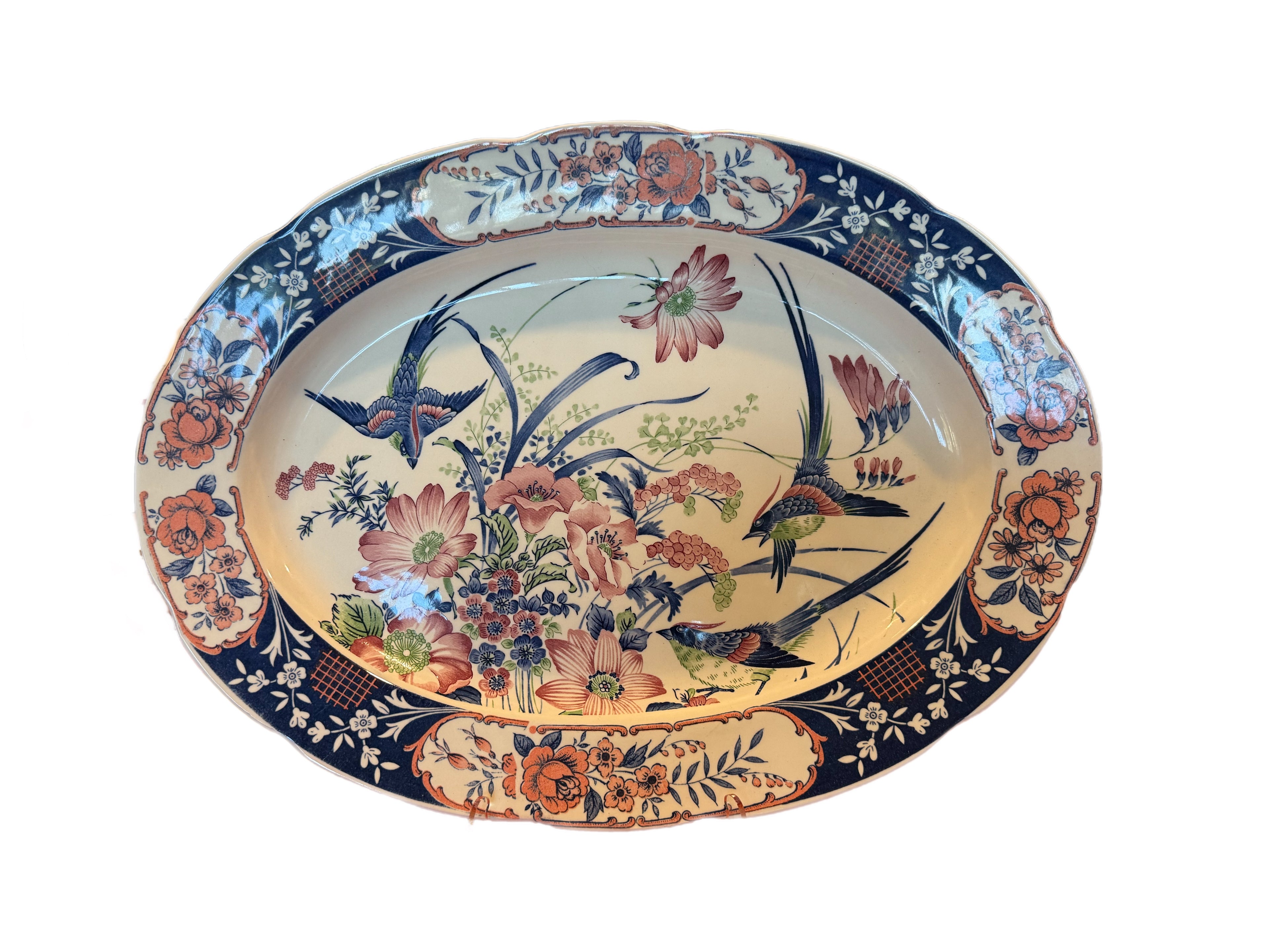 Vintage Japanese Birds of Paradise Imari Style Serving Platter
