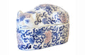 Vintage Chinese Porcelain Cat-Shaped Box With Scrolling Floral Design