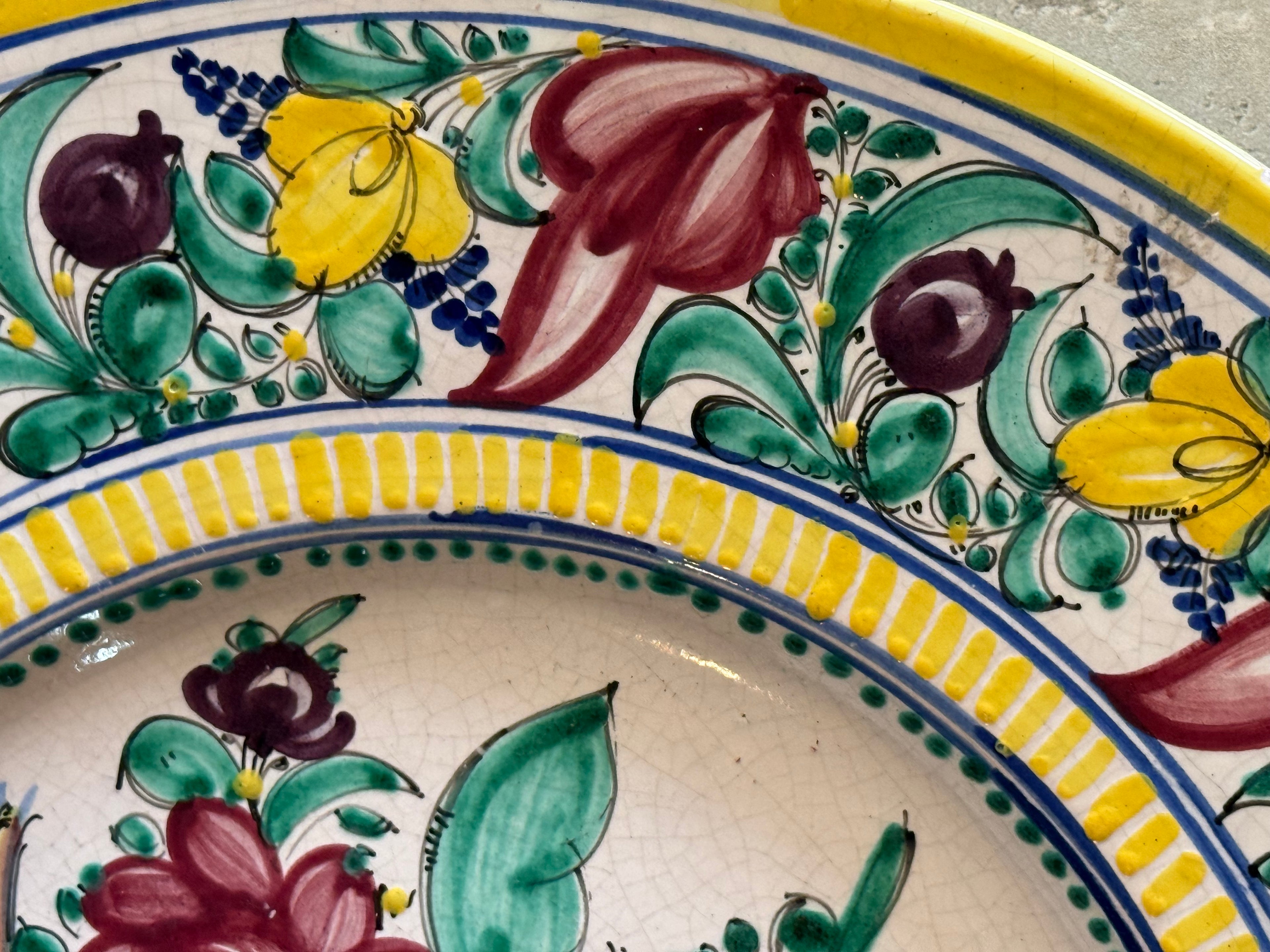 Mid 20th Century Large 16” Italian Hand-Painted Maiolica Charger