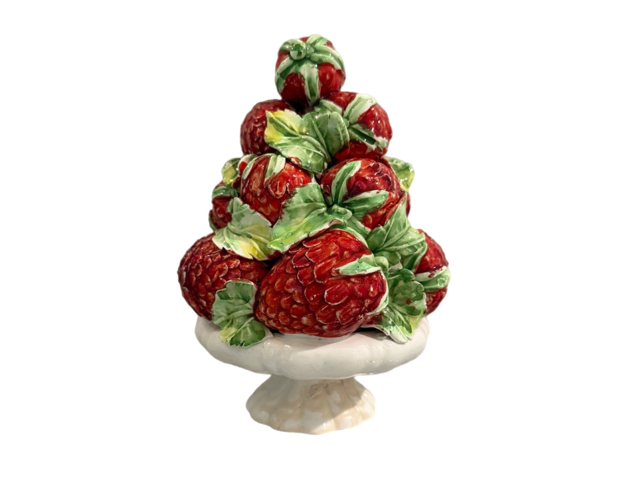 Vintage Hand-Painted Italian Majolica Berry Topiary 7”