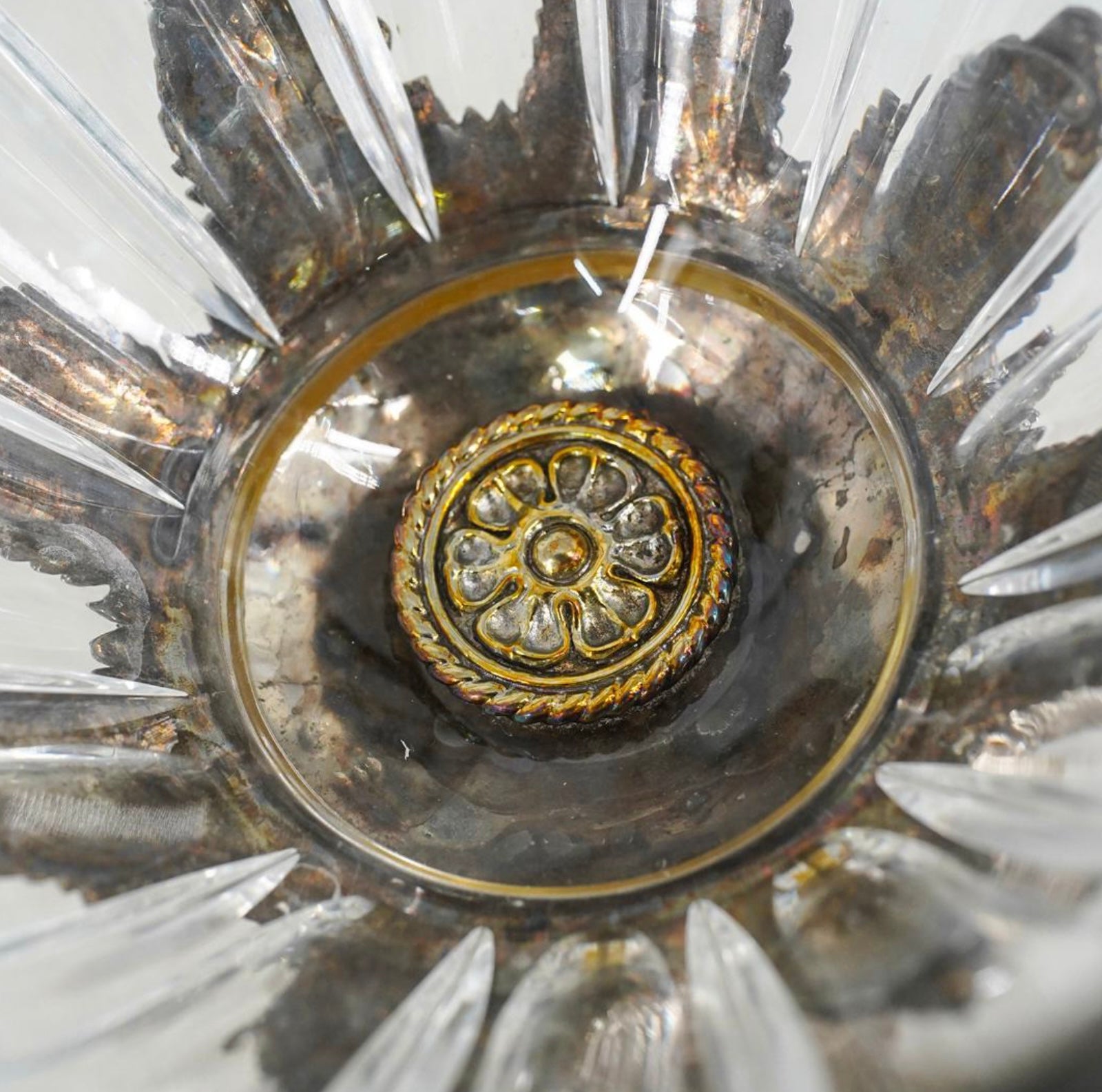 Maitland-Smith Crystal Glass and Silver Plated Pineapple or Egg Form Vessel 15”