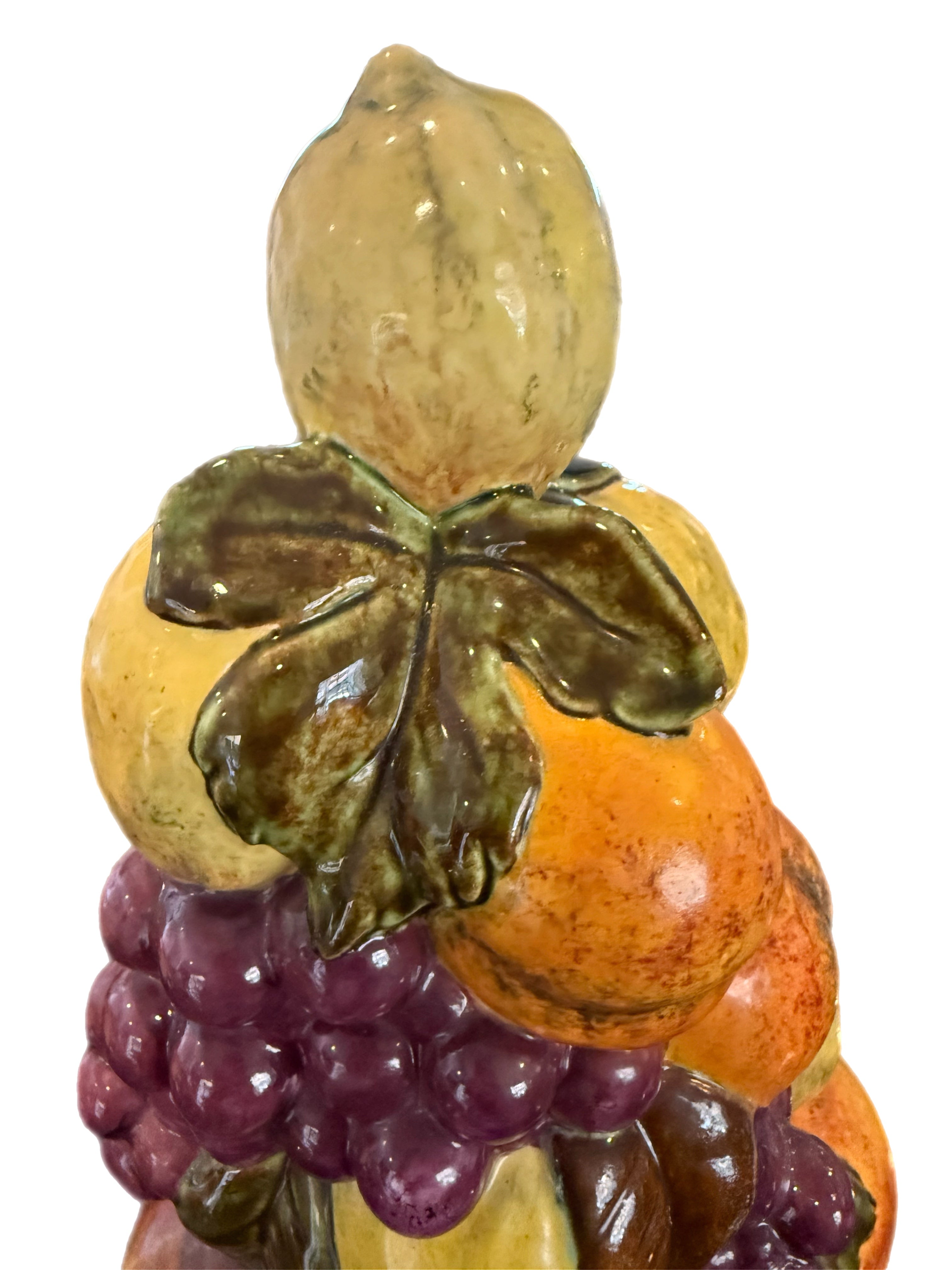 Tall Vintage Ceramic Fruit Topiary Centerpiece with Pedestal Base